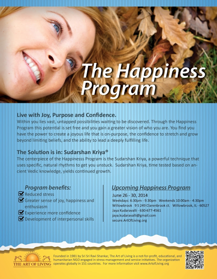 Introductory Free Art of Living Talk in Naperville Area